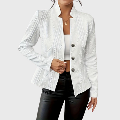 WOMEN’S STRUCTURED KNIT SLIM-FIT BLAZER WITH BUTTON DETAIL | VIVI
