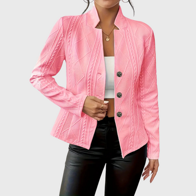 WOMEN’S STRUCTURED KNIT SLIM-FIT BLAZER WITH BUTTON DETAIL | VIVI