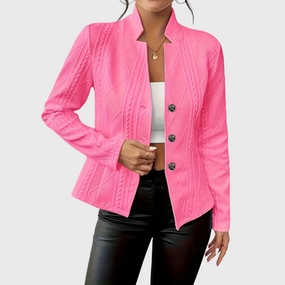WOMEN’S STRUCTURED KNIT SLIM-FIT BLAZER WITH BUTTON DETAIL | VIVI