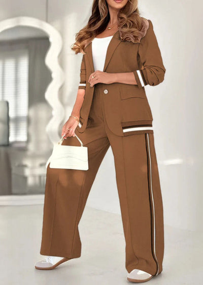 Mel | Sporty Stripe Blazer & Wide Leg Pants Set