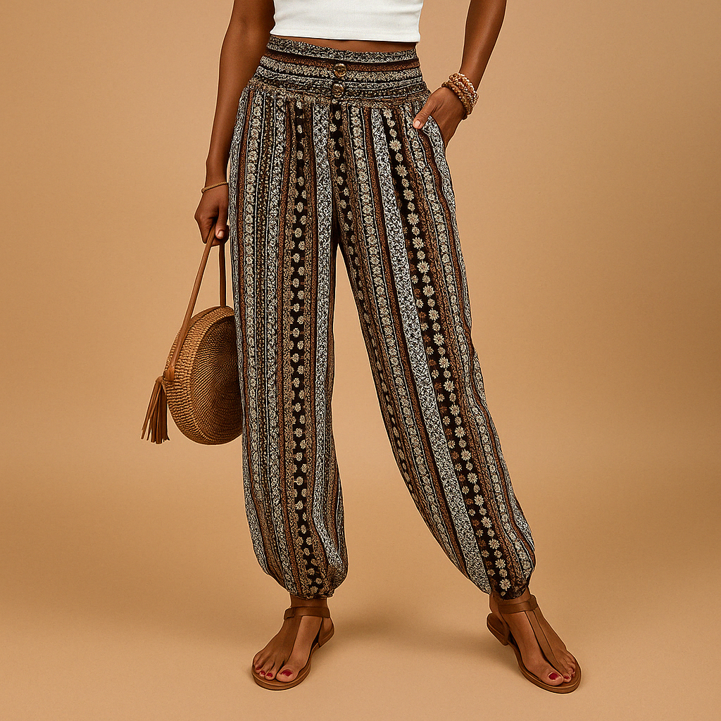 Elena | Women's Bohemian High-Waisted Trousers