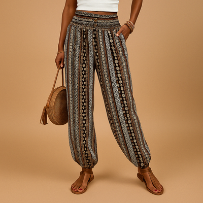 Elena | Women's Bohemian High-Waisted Trousers