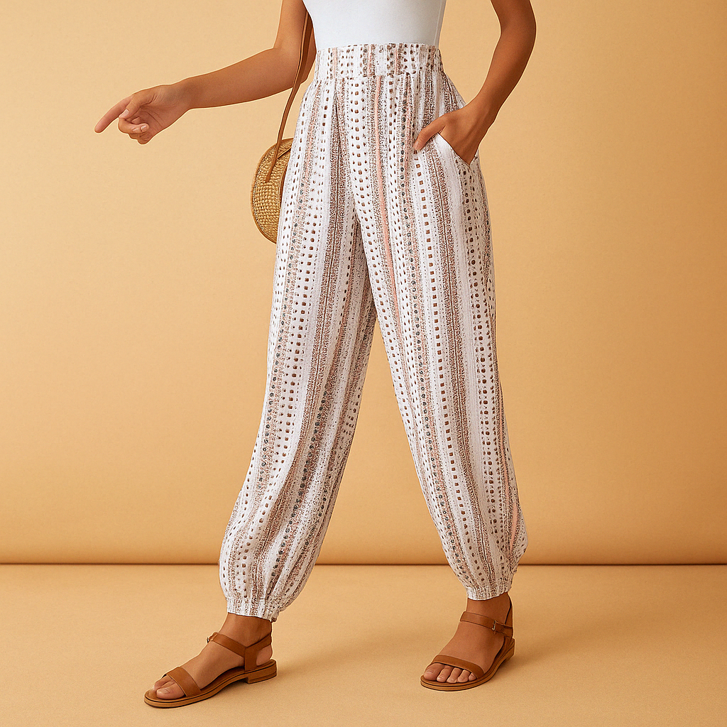 Elena | Women's Bohemian High-Waisted Trousers