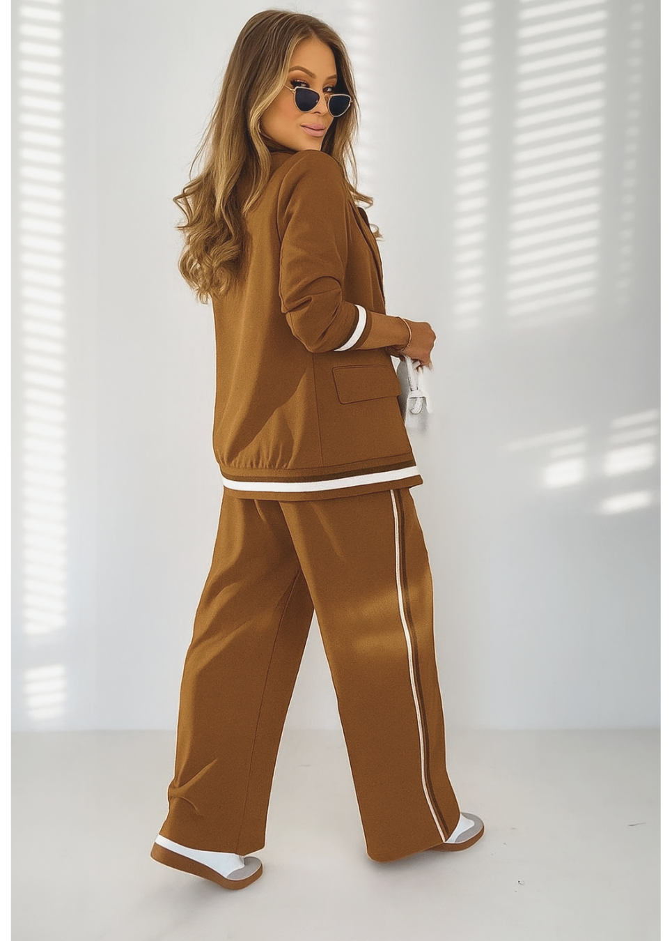 Mel | Sporty Stripe Blazer & Wide Leg Pants Set