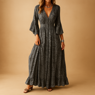 Elise | Elegant Fit Long Bohemian Dress for Women