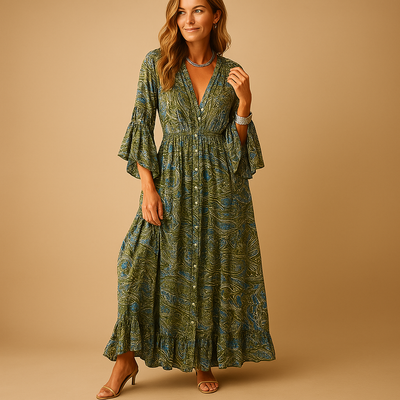 Elise | Elegant Fit Long Bohemian Dress for Women