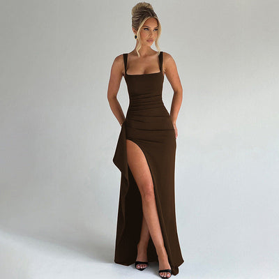 Elegant Formal Slip Maxi Dress with Open Back and Graceful Silhouette | Clarette