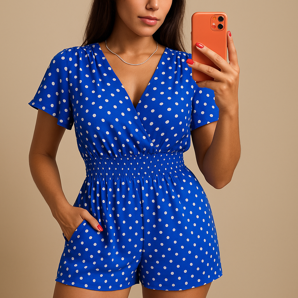 Womens' Polkadot Jumpsuit with Pockets | Nadine