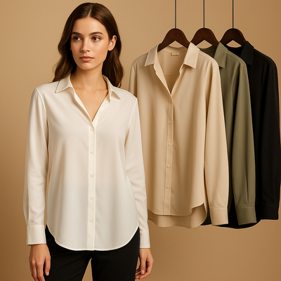 Mirthe Women's Satin Blouse with Folded Collar