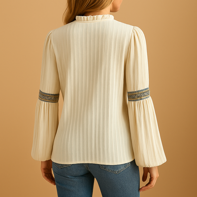 Nadine | Women's Elegant Blouse with Lace and Lantern Sleeves