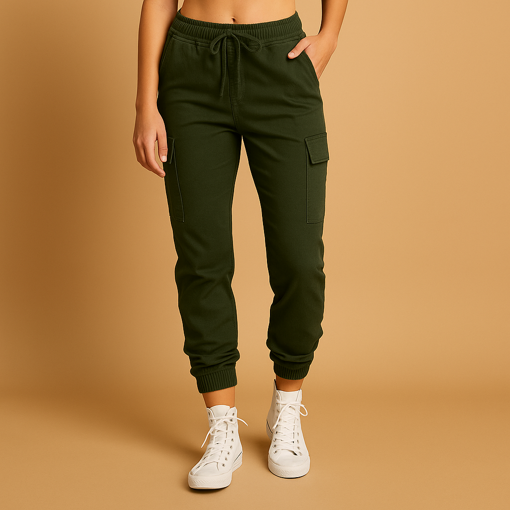 Elvira Women's High-Waisted Fitted Cargo Pants