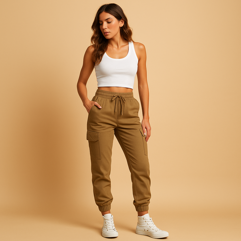 Elvira Women's High-Waisted Fitted Cargo Pants