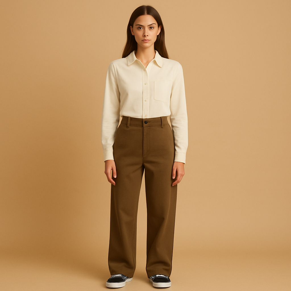 Women's Asymmetrical Baggy Pants with Double Button Closure | Roos