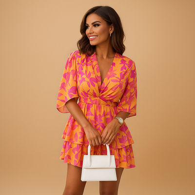 Women's Bohemian Mini Dress with Fun Print | Linde