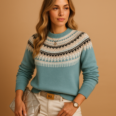 Yara Round Neck Knitted Boho Sweater for Women