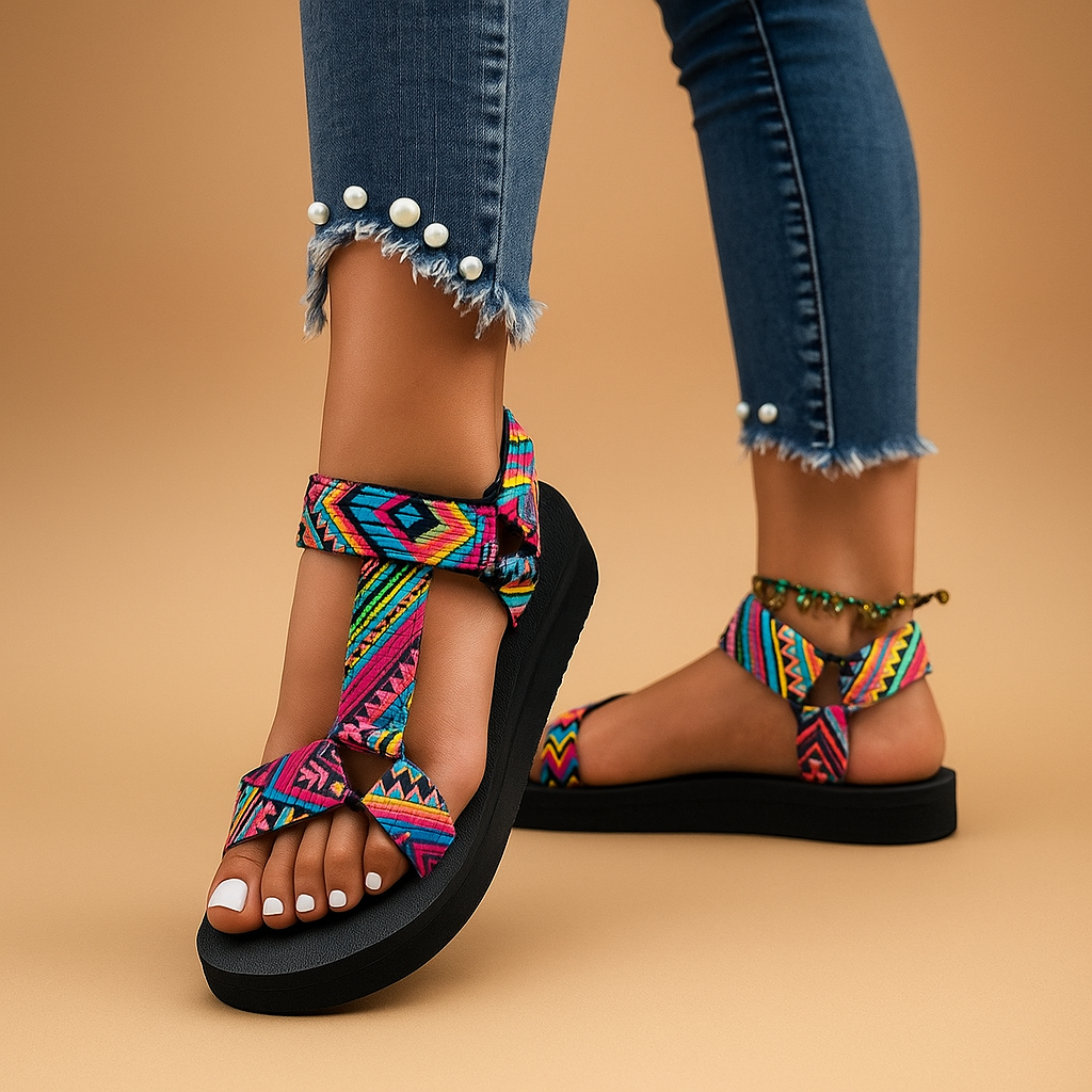 Women's Lianne Boho Sandals with Rope Design and Flat Sole