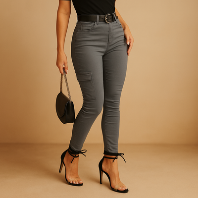 Jasmine Women's Cotton Cargo Pants with Elastic Ankle Cuffs