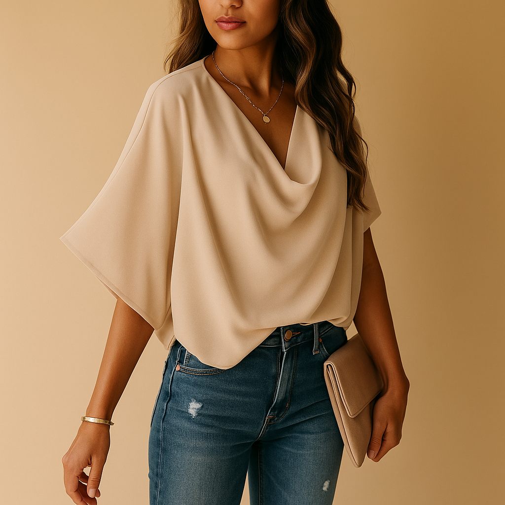 Loïs | Women's Lightweight Chiffon Blouse with Batwing Sleeves