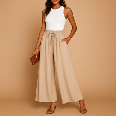 Yara Women's Chic High-Waisted Wide-Leg Trousers