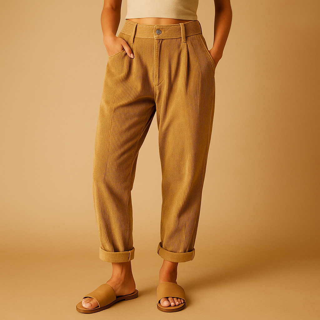 High-Waisted Straight-Leg Corduroy Trousers for Women | Nina