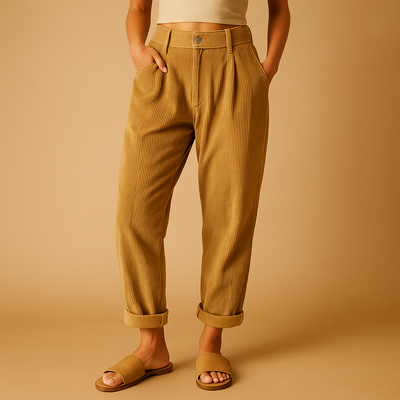 High-Waisted Straight-Leg Corduroy Trousers for Women | Nina