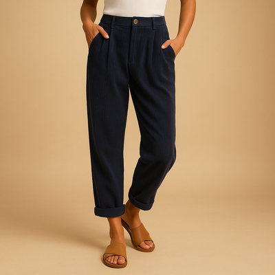 High-Waisted Straight-Leg Corduroy Trousers for Women | Nina