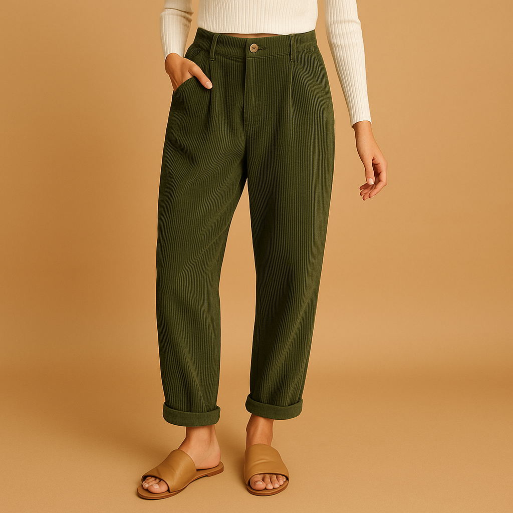 High-Waisted Straight-Leg Corduroy Trousers for Women | Nina