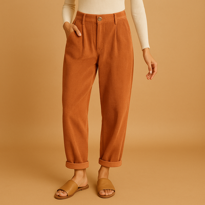 High-Waisted Straight-Leg Corduroy Trousers for Women | Nina