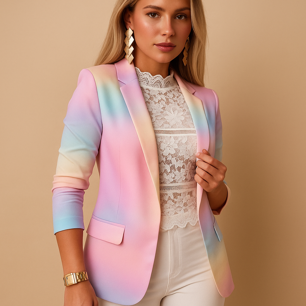 Chic Women's Blazer with Bold Print and Shawl Collar | Nienke
