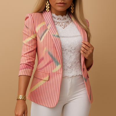 Chic Women's Blazer with Bold Print and Shawl Collar | Nienke