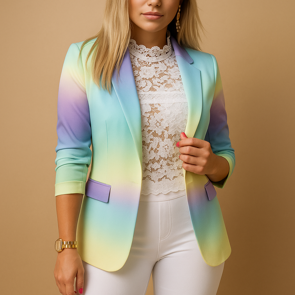 Chic Women's Blazer with Bold Print and Shawl Collar | Nienke