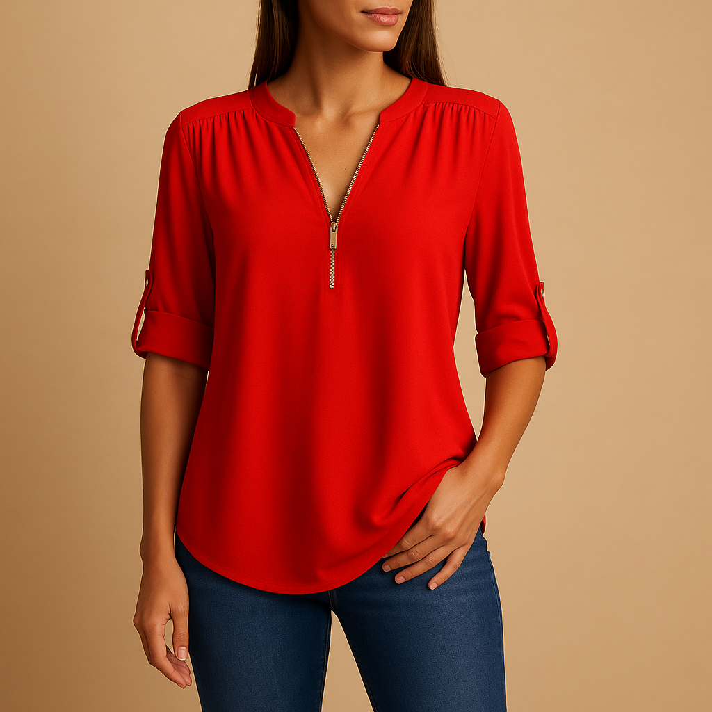 Chic V-Neck Blouse with Breathable Design for Women | Danisha
