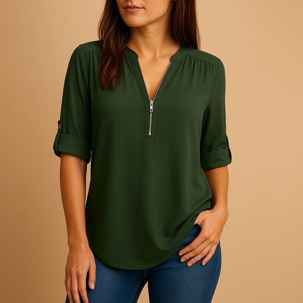 Chic V-Neck Blouse with Breathable Design for Women | Danisha