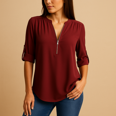 Danisha Women's Elegant V-Neck Blouse with Breathable Design