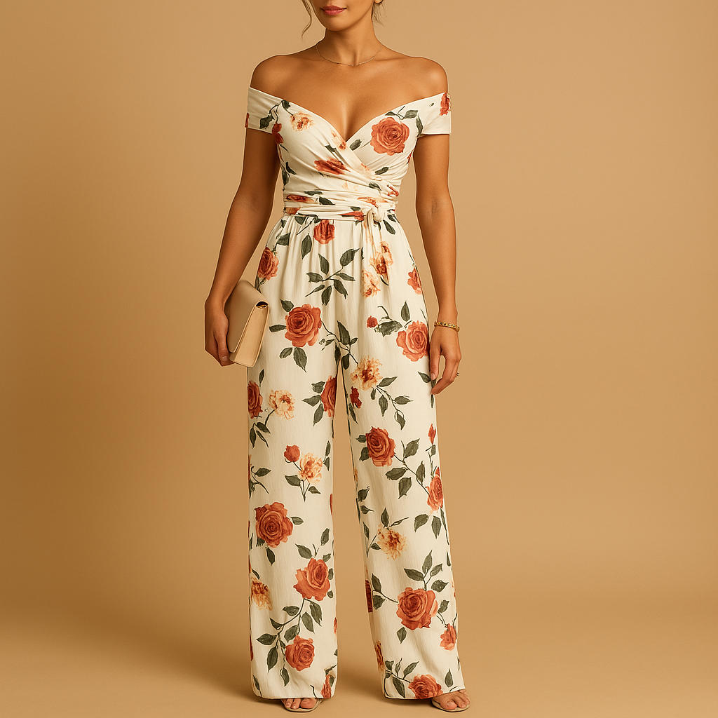 Juliette | Chic Off-Shoulder Floral Print Jumpsuit for Women