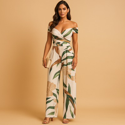 Juliette | Chic Off-Shoulder Floral Print Jumpsuit for Women