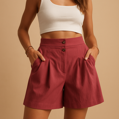 Orla Women's Elegant Shorts with Button Accents