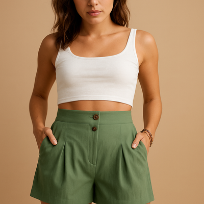 Orla Women's Elegant Shorts with Button Accents