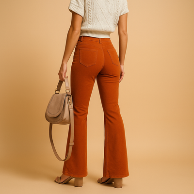 High-Waisted Flared Corduroy Pants for Women | Yinthe