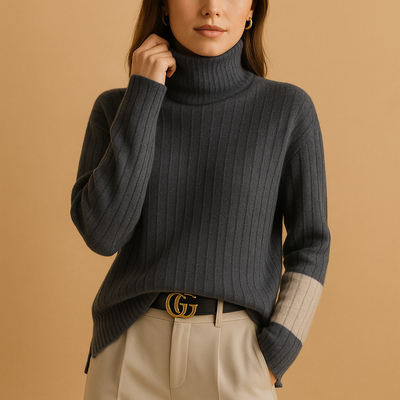 High-Collar Knitted Sweater for Women | Linde
