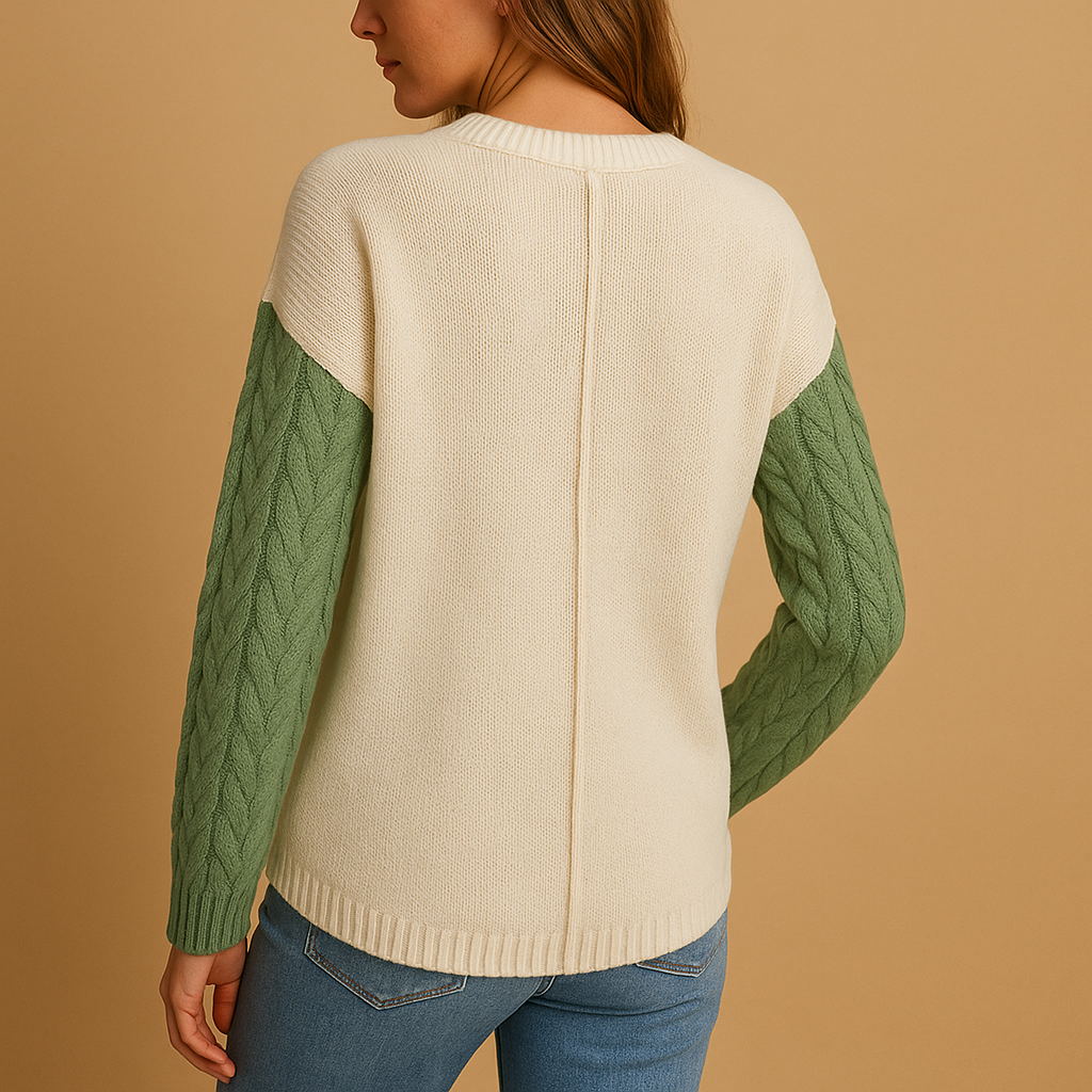 Yara Women's Cable Knit Sweater with Pocket Detail