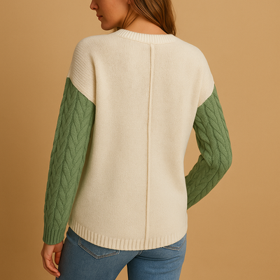 Yara Women's Cable Knit Sweater with Pocket Detail