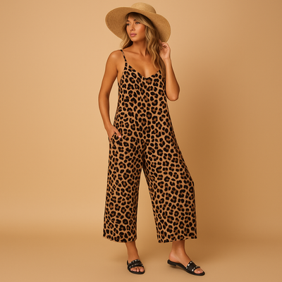 Jasmine Women's Leopard Print Halter Neck Jumpsuit