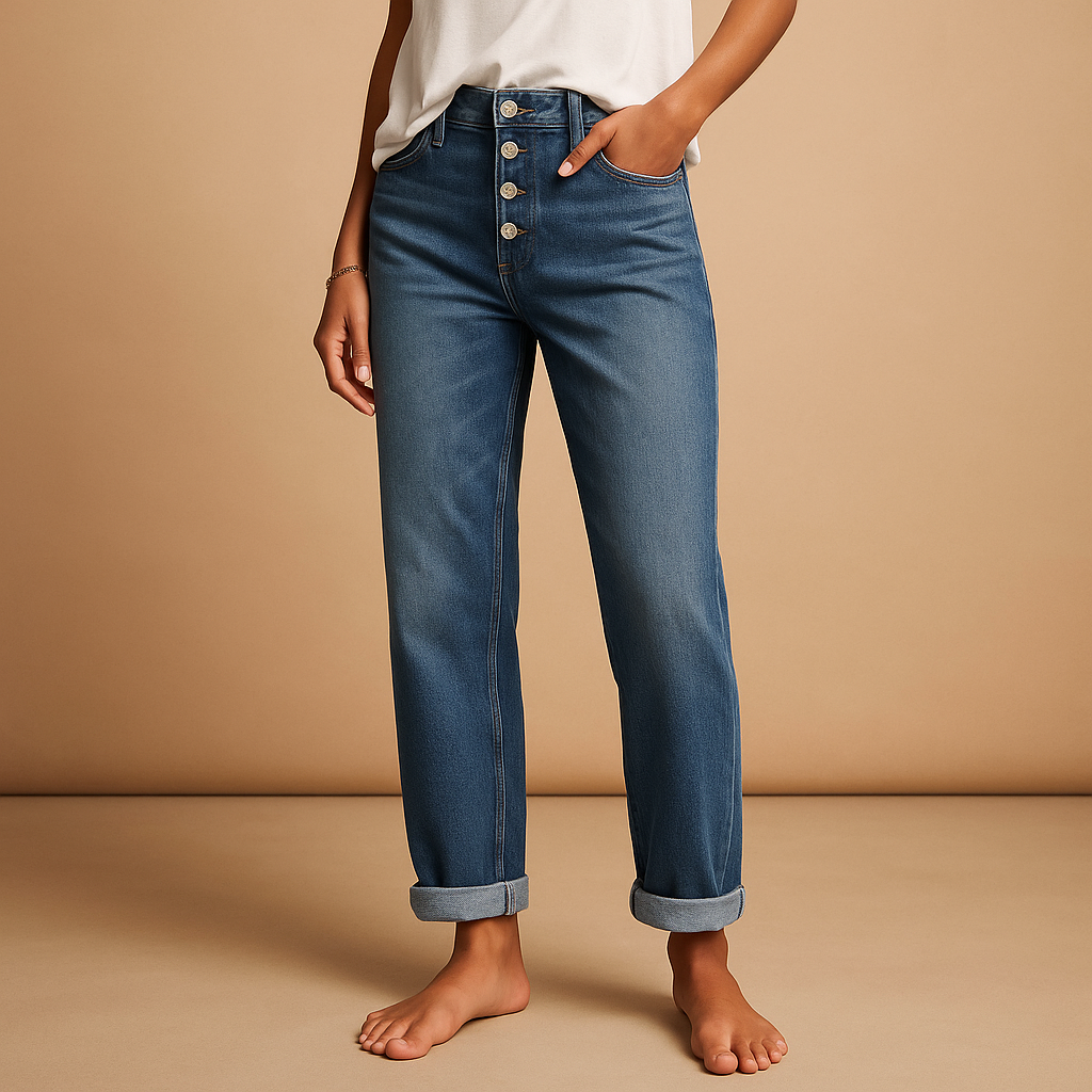 Fleur Women's High-Waisted Loose Fit Jeans