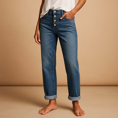 Fleur Women's High-Waisted Loose Fit Jeans