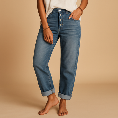 Fleur Women's High-Waisted Loose Fit Jeans