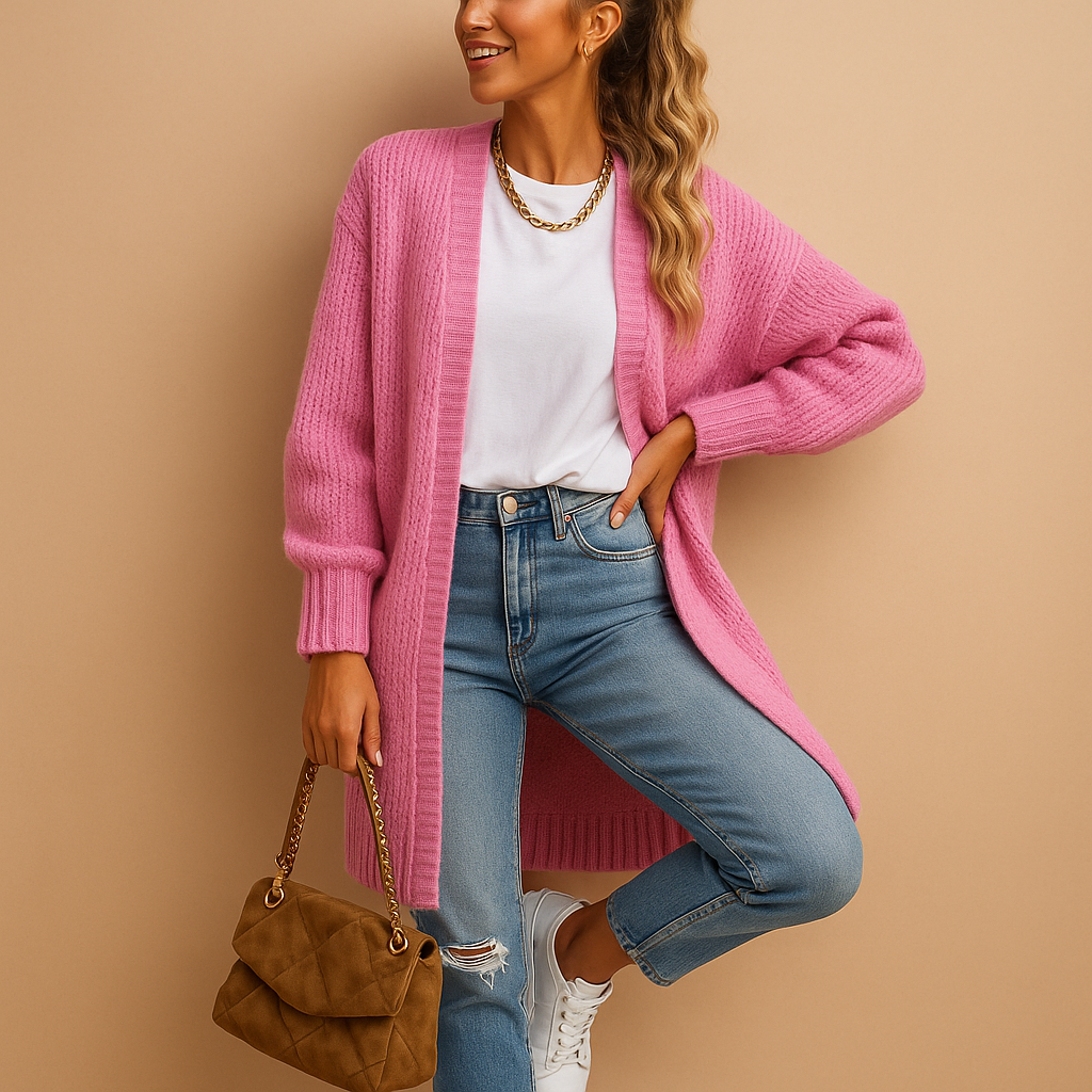 Open Front Classic Women's Knitted Cardigan | Evelien