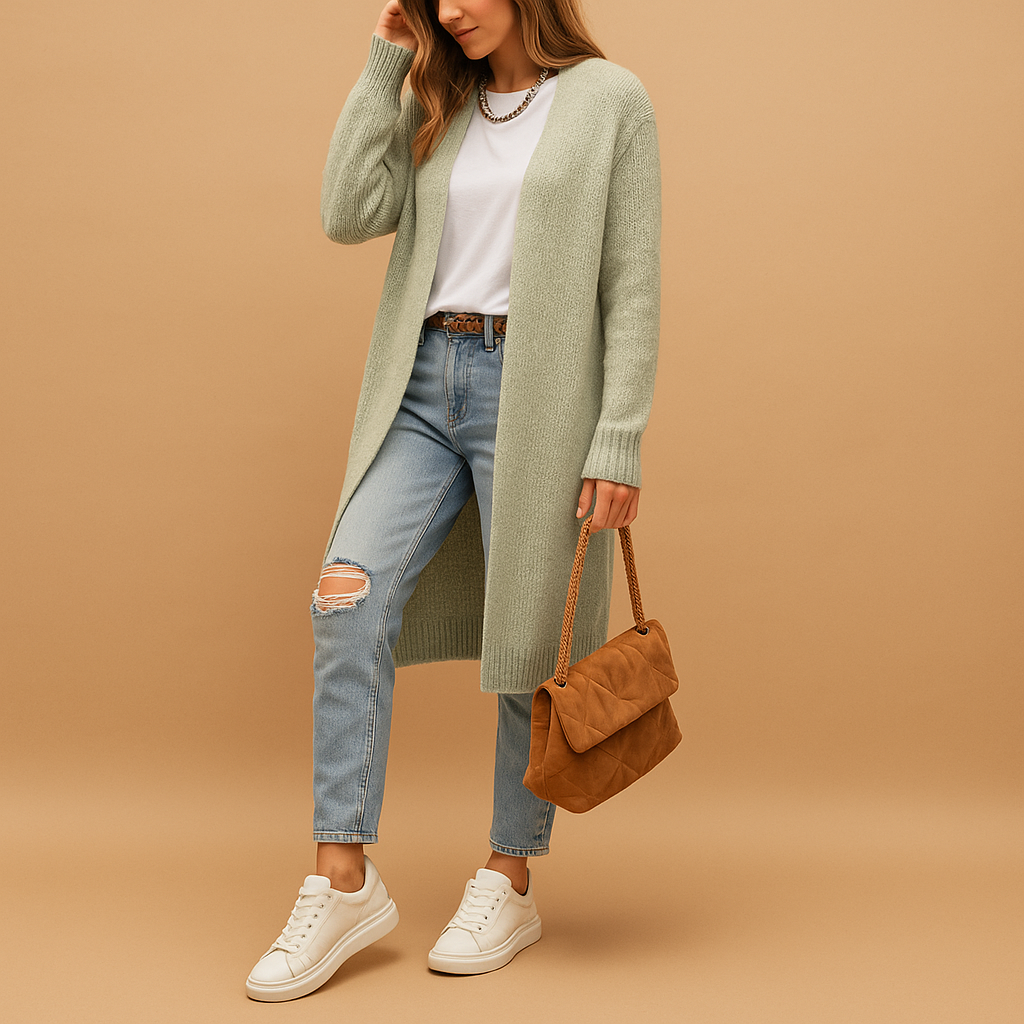 Open Front Classic Women's Knitted Cardigan | Evelien