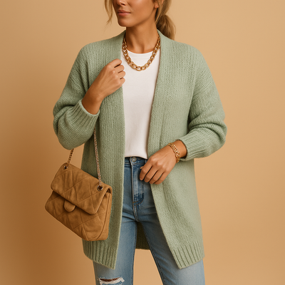 Open Front Classic Women's Knitted Cardigan | Evelien