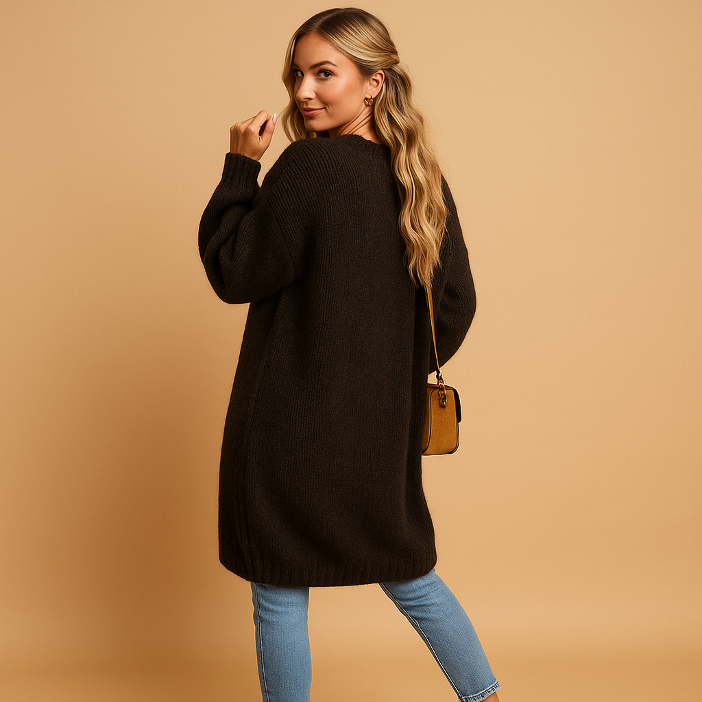 Open Front Classic Women's Knitted Cardigan | Evelien